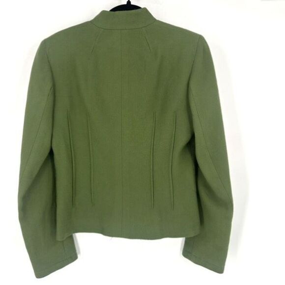 Zenobia 100% Virgin Wool Green Textured Pintuck Blazer Pear Green Size 8 - Picture 11 of 11